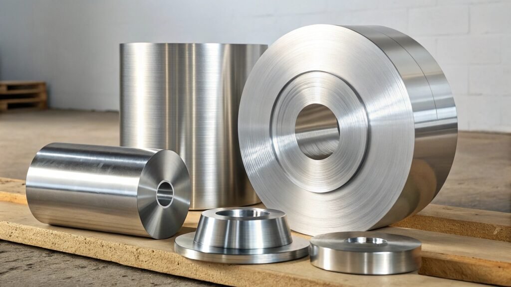 alt with keywords: aluminum billets ready for forging process